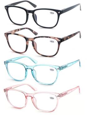 Hapjoys 779566168386 Reading Glasses For Women 2.50 Blue Light Blocking Readers Square Rays