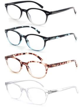 B0br8v2gm3 Hapjoys Reading Glasses Women Blue Light Blocking Small Round Readers 3.00 Magn