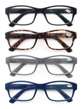 Heeyyok 779640567470 4-pack Reading Glasses Men 1.50 Xxl Large Square Readers Rectangular Frame Ov