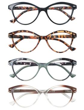 Msr037zhe-250 Heeyyok Women Reading Glasses 4-pack Cateye Readers Small Face Comfort