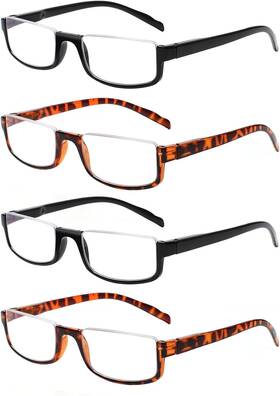 Henotin 445023037030 4 Pair Reading Glasses For Women Men Readers Half Moon Frame Blue Light