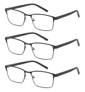 R40805 Highlike 3 Pack Reading Glasses For Men Blue Light Blocking Spring Hinge Readers - Ant