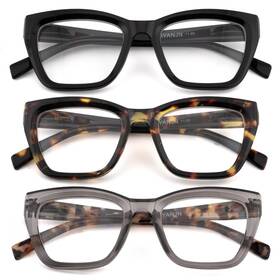 B0g24vtk64 Hiyanjn Reading Glasses For Women 3 Pack Fashion Cat Eye Computer Readers Oversi