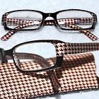 Holmes Unbranded Clearance Brown Houndstooth Reading Glasses Spring Hinge Case