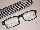 Baw24 Horizontal 3.00 Frame Black Glasses Stripes Eyeglasses White Reading