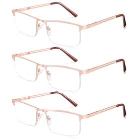 Huyaopt 046432807282 3-pack Blue Light Blocking Reading Glasses Men Women Spring Hinge Computer Re
