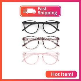 Yh168-04 Iboann Chic And Comfy Blue Light Glasses For Women - 3-pack Round Frames Screen-r