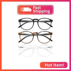 Yh168 Iboann Chic And Comfy Blue Light Glasses For Women - 3-pack Round Frames Screen-r