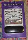 Icon Eyewear Inc 3 Pack Reading Glasses 225 Aluminum Alloy Black Silver Brass With Case Cloth 686317346583