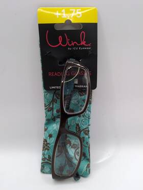 Icu Eyewear 078041002000 Wink By 1.75 Reading Glasses Brown And Teal With Case New