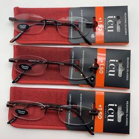 1058020 Icu Eyewear 078041085959 Inch 3 Pair R120 2t Fairfax 1.50 Reading Glasses Rimless