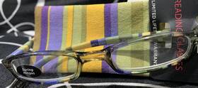Icu Eyewear 078041133421 Wink Fancy Slim Green Stripe Reading Glass With Matching Case 1.25