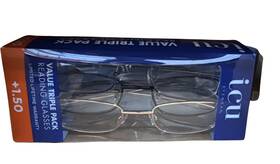 Icu Eyewear 078041227526 Oval Metal Reading Glasses -size 1.5 3pk
