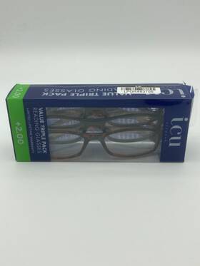 Icu Eyewear 078041227618 Oval Plastic Reading Glasses 2.00 - Value Pack 3pk Classic Styles
