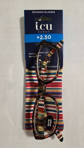 75006606t Icu Eyewear #75006606t Reading Glasses 2.50 Spring Hinges Wink Seaside With Case