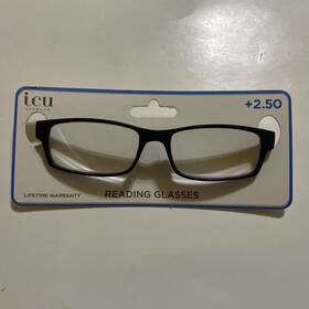75910406tx Icu Eyewear Reading Glasses Los Angeles 2.50 Nwt Black Frames Rectangle