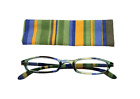 Icu Eyewear Pomona Stripes Womens Reading Glasses Slim Blue Green