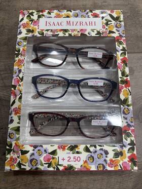 Isaac Mizrahi 888989188168 3 Pack Gift Box Womens Reading Glasses In Tortoise Blue Red 2.50