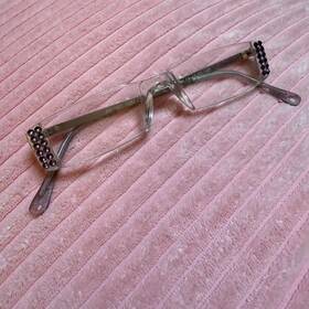 Re2901 Italy Design Rimless Reading Glasses Purple Rhinestone 2.50