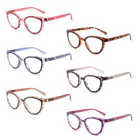 R200308-6mix-150 Ivnuoyi 6 Pack Reading Glasses Blue Light Blocking Fashion Ladies Readers With Spring