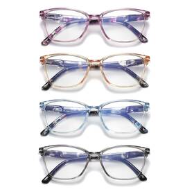 Jawsock 712491903080 4 Pack Reading Glasses Blue Light Blocking For Women Men Fashion Square Compu
