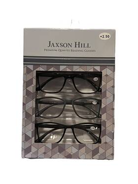 Jaxson Hill 802807349760 Mens Gray And Black Set Of 3 Pairs Reading Glasses 2.5 Strength