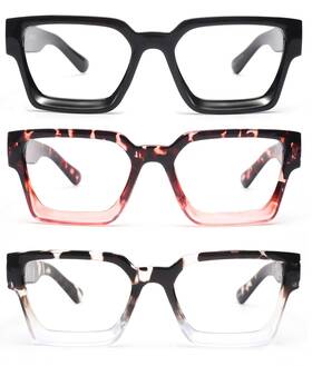 200887 Jm 3 Pack Square Oprah Style Reading Glasses For Women #2 Mixed Color