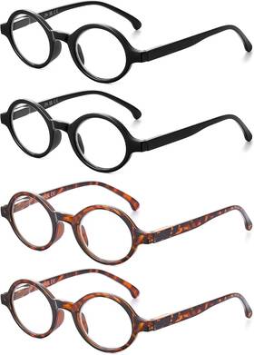 Jm 313051610686 Set Of 4 Retro Round Reading Glasses Spring Hinge Readers Men Women F