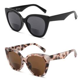 Jm 941348151709 2 Pack Classic Bifocal Reading Glasses Oversized Cateye Stylish Sunglasses