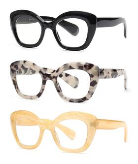 Jm 941348162699 3 Pack Oversized Cat Eye Reading Glasses For Women Funky Blue Light Flexib