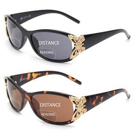 Jm 941348186534 2 Pack Bifocal Reading Sunglasses For Women Fashion Sun Readers Outdoor Readi