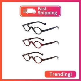 C4-200 Jm 3 Pack Small Oval Reading Glasses Vintage Spring Hinge For Reader Wom