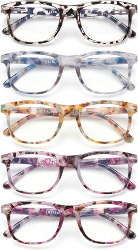 10124 Jolisu 5 Pack Reading Glasses For Women - Stylish Blue Light Blocking Readers 2.50