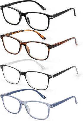 Jolisu 313101374346 4 Pack Reading Glasses Men Women Spring Hinges Comfortable For