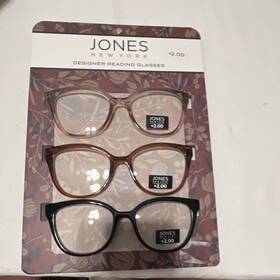 J3c56 Jones New York Cat Eye Reading Glasses 2.00 Strength 3-pack Brown Black Clear