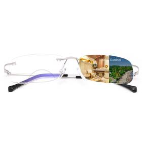 K.laver 791259706897 Rimless Bifocal Reading Glasses Transition Photochromic Dark Grey Sunglasses