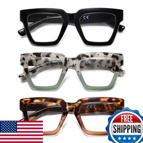 B0chyqf8lp Kafirlo Women Oversized Square Reading Glasses Blue Light Block Readers 3-pair