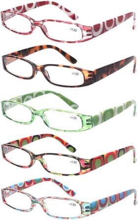 Kerecsen 445005584576 Reading Glasses 5 Pairs Ladies Fashion Spring Hinge Readers For Women
