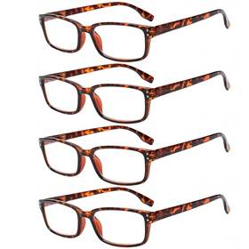 Kerecsen 602720075766 4 Pack Reading Glasses For Women/men Spring Hinges Readers Lightweigh