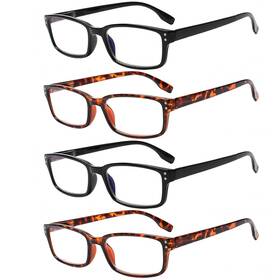 Kerecsen 602720075834 4 Pack Reading Glasses For Women/men Spring Hinges Readers L