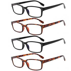Kerecsen 602720075926 4 Pack Reading Glasses For Women/men Spring Hinges Readers L