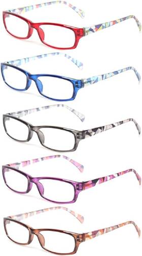 Kerecsen 696592419995 Reading Glasses 5 Pairs Fashion Ladies Readers Spring Hinge With Pattern Print