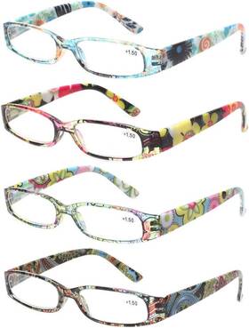 Kerecsen 711181844962 Womens Reading Glasses 4 Pairs Ladies Fashion Spring Hinge Readers
