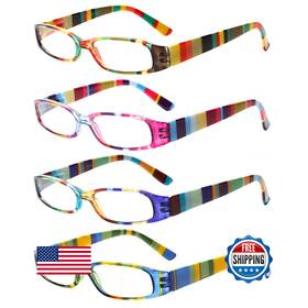 B0bk7w18bq Kerecsen Womens 4-pack Reading Glasses Fashion Spring Hinge Readers 5.0