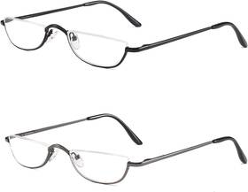 Kokobin 313088170191 Half Reading Glasses - 2 Pairs Rim Metal Frame Spring Hinge