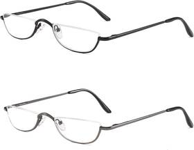 Kokobin 744110864397 Half Reading Glasses - 2 Pairs Rim Metal Frame Spring Hinge
