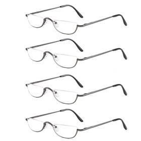 B08wypj7x3 Kokobin 4 Pairs Half Rim Metal Reading Glasses Spring Hinge - Men And Women