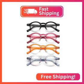 B0c6g6lctf Kokobin 4-pack Small Round Reading Glasses Comfortable Readers Colored Stylish F
