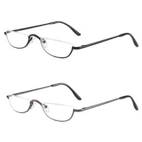 Klhj-03-1.5 Kokobin Half Reading Glasses - 2 Pairs Rim Metal Frame Spring Hinge