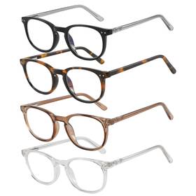 B0cnpb3m4s Kssesse 4-pack Oval Reading Glasses Blue Light Blocking Men Women Spring Hinge